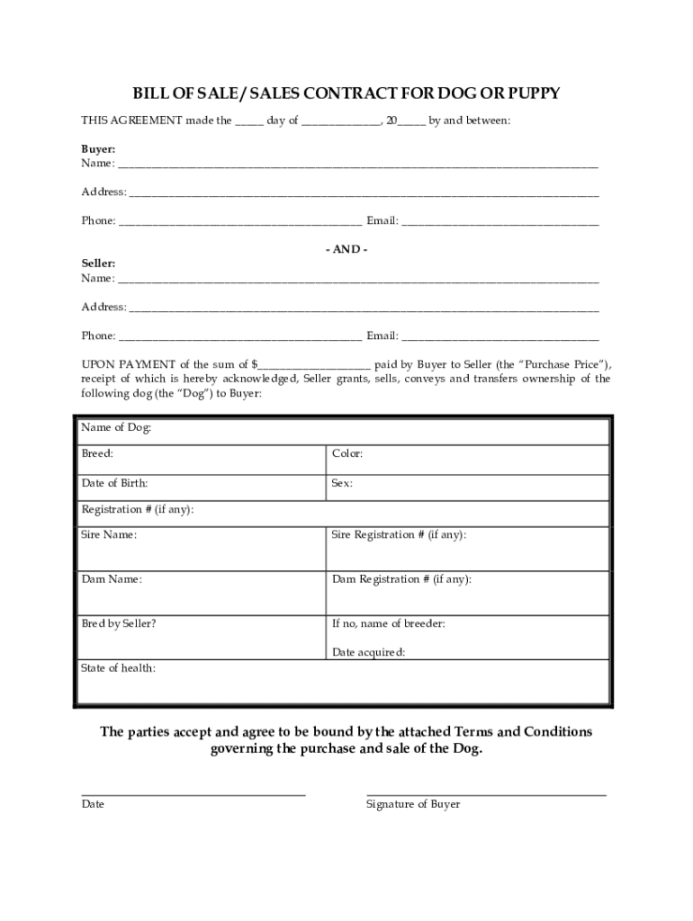 Puppy Contract Template - Fill Online, Printable, Fillable, Blank