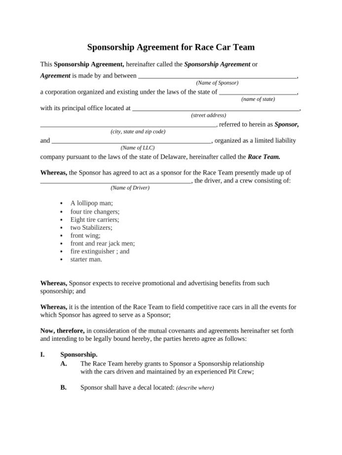 race car sponsorship template Doc Template  pdfFiller