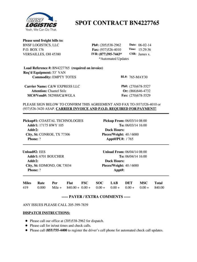 Rate confirmation template: Fill out & sign online  DocHub