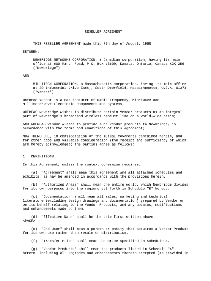 Reseller agreement template: Fill out & sign online  DocHub