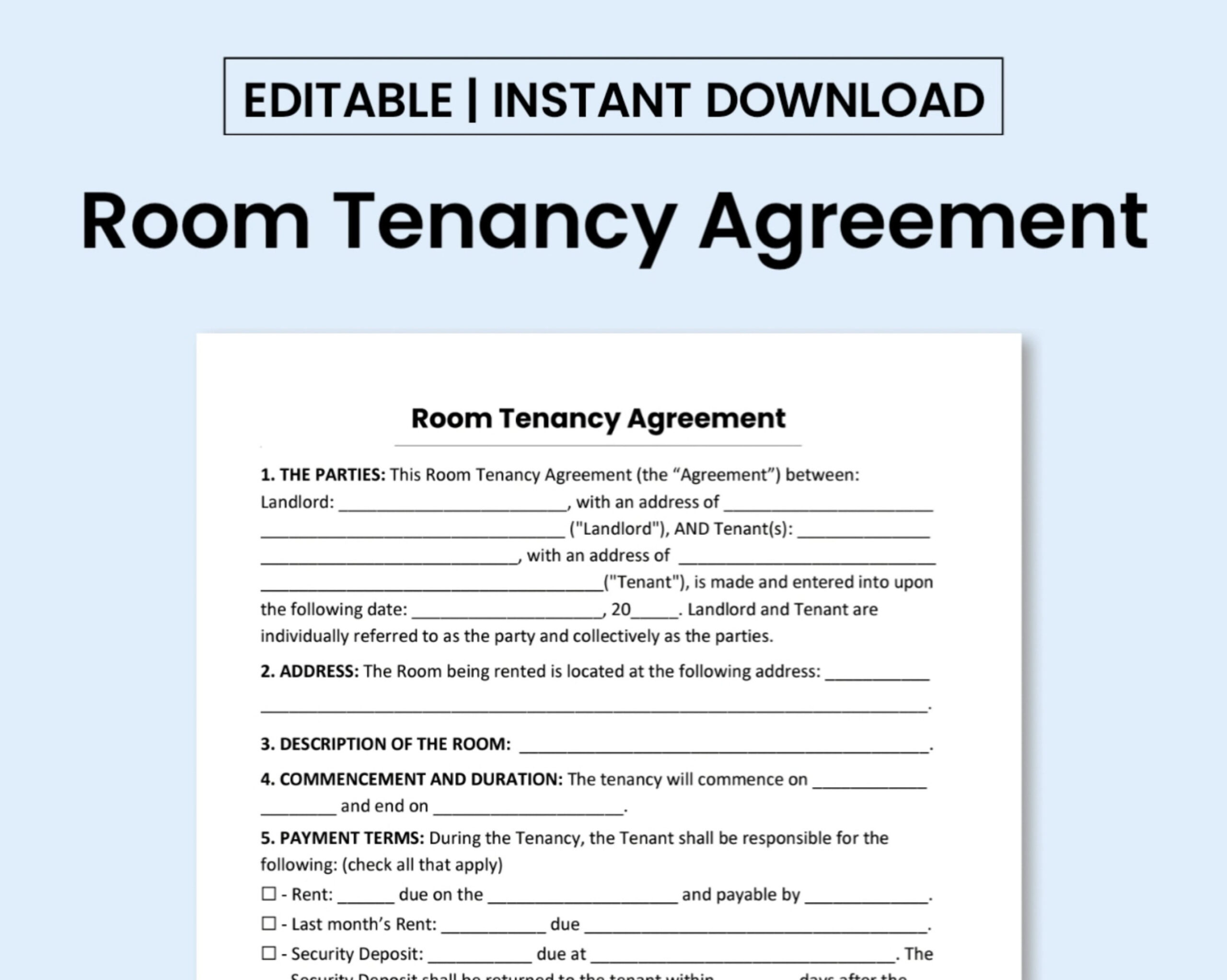 Room Tenancy Agreement Template