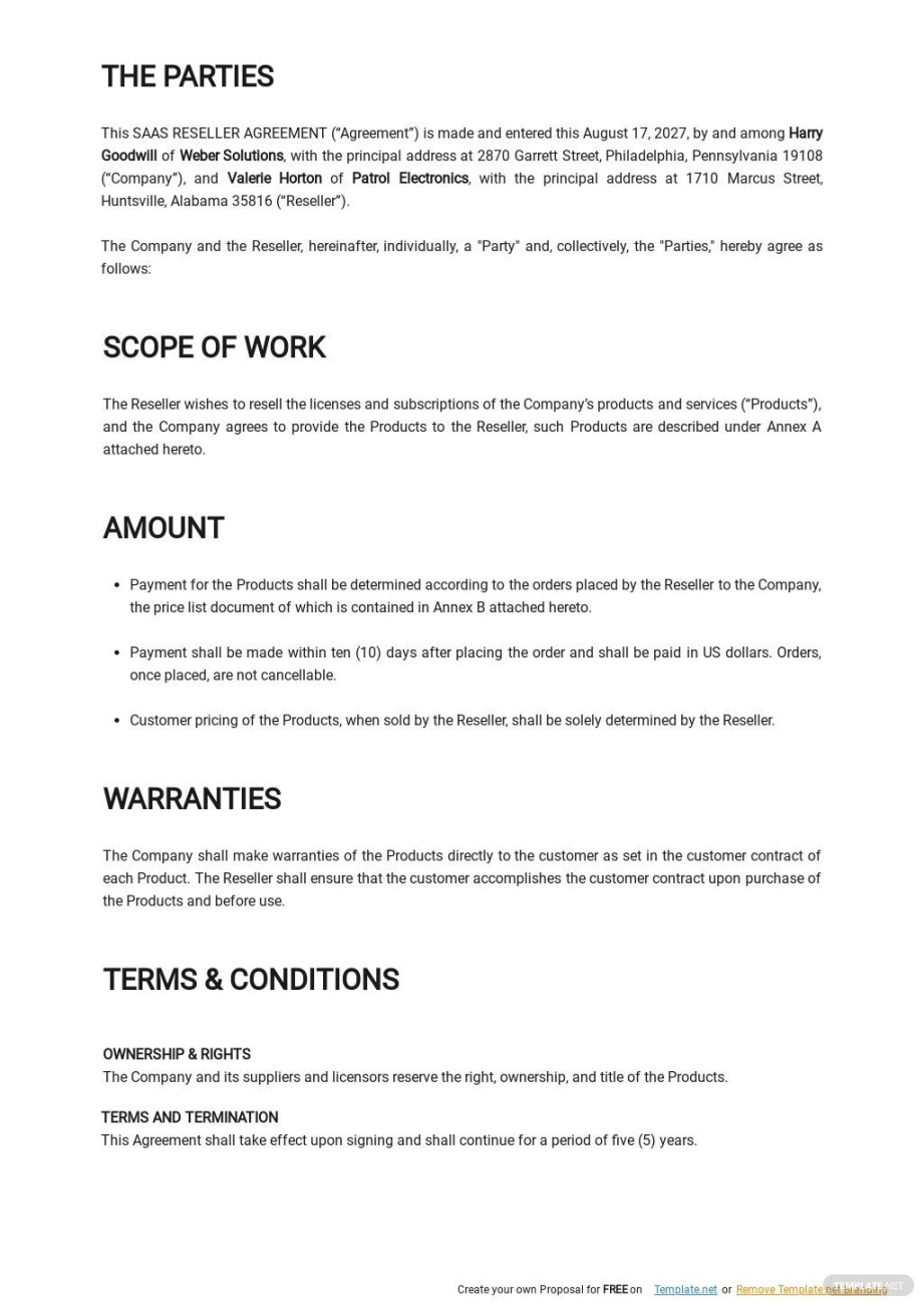 SaaS Reseller Agreement Template in Word, PDF, Google Docs, Pages