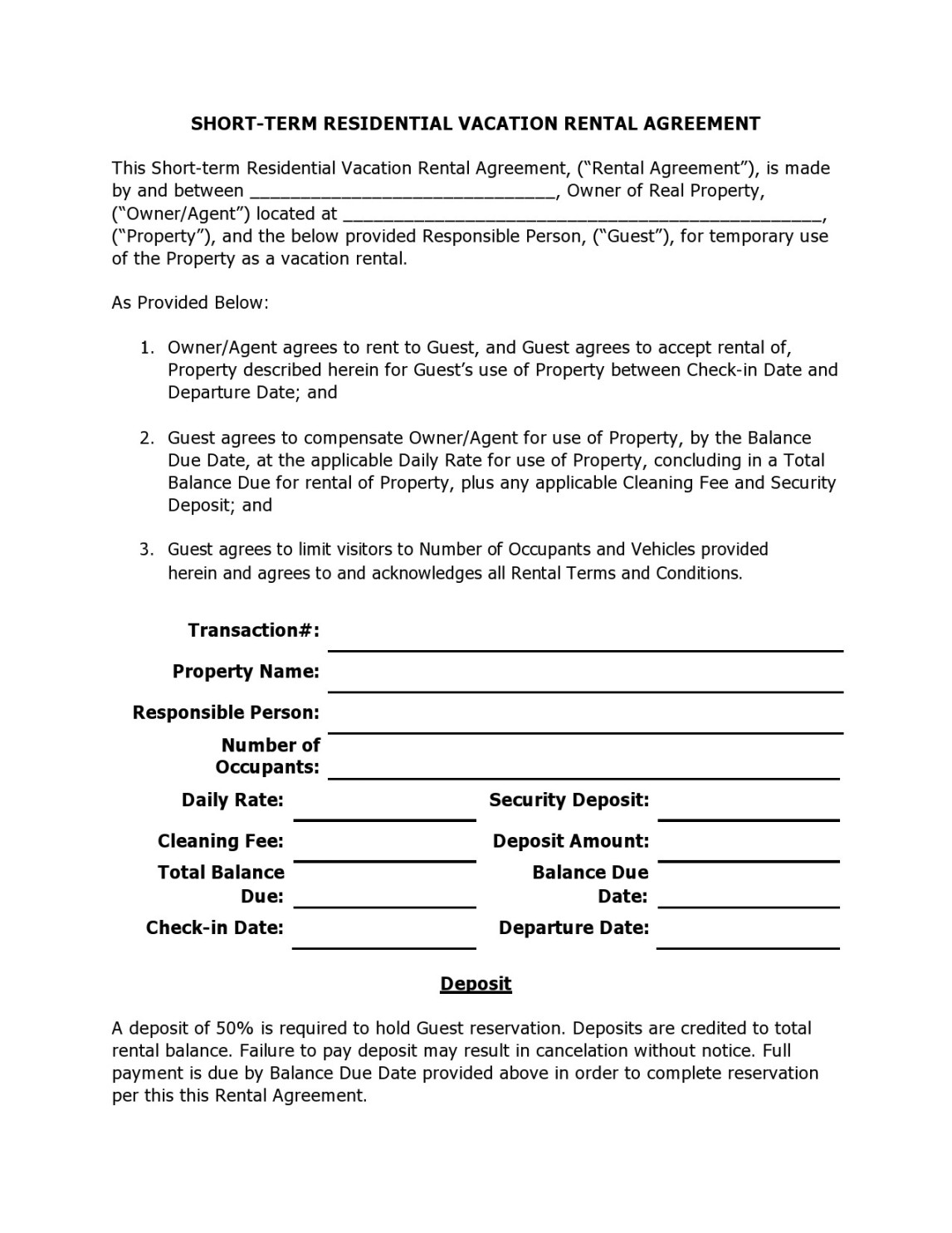 Short-Term & Vacation Rental Agreement Templates [Word,PDF]