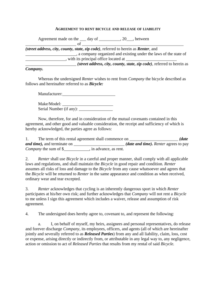 Simple bike rental agreement: Fill out & sign online  DocHub