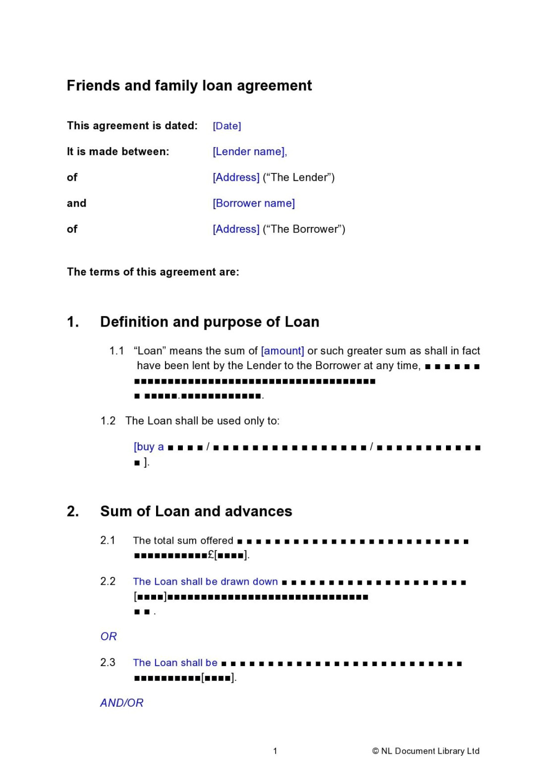 Simple Family Loan Agreement Templates (% Free)