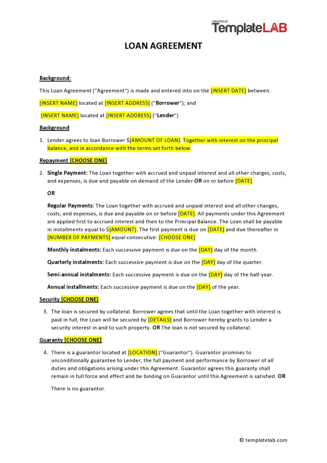 + Simple Loan Agreement Templates [FREE] ᐅ TemplateLab