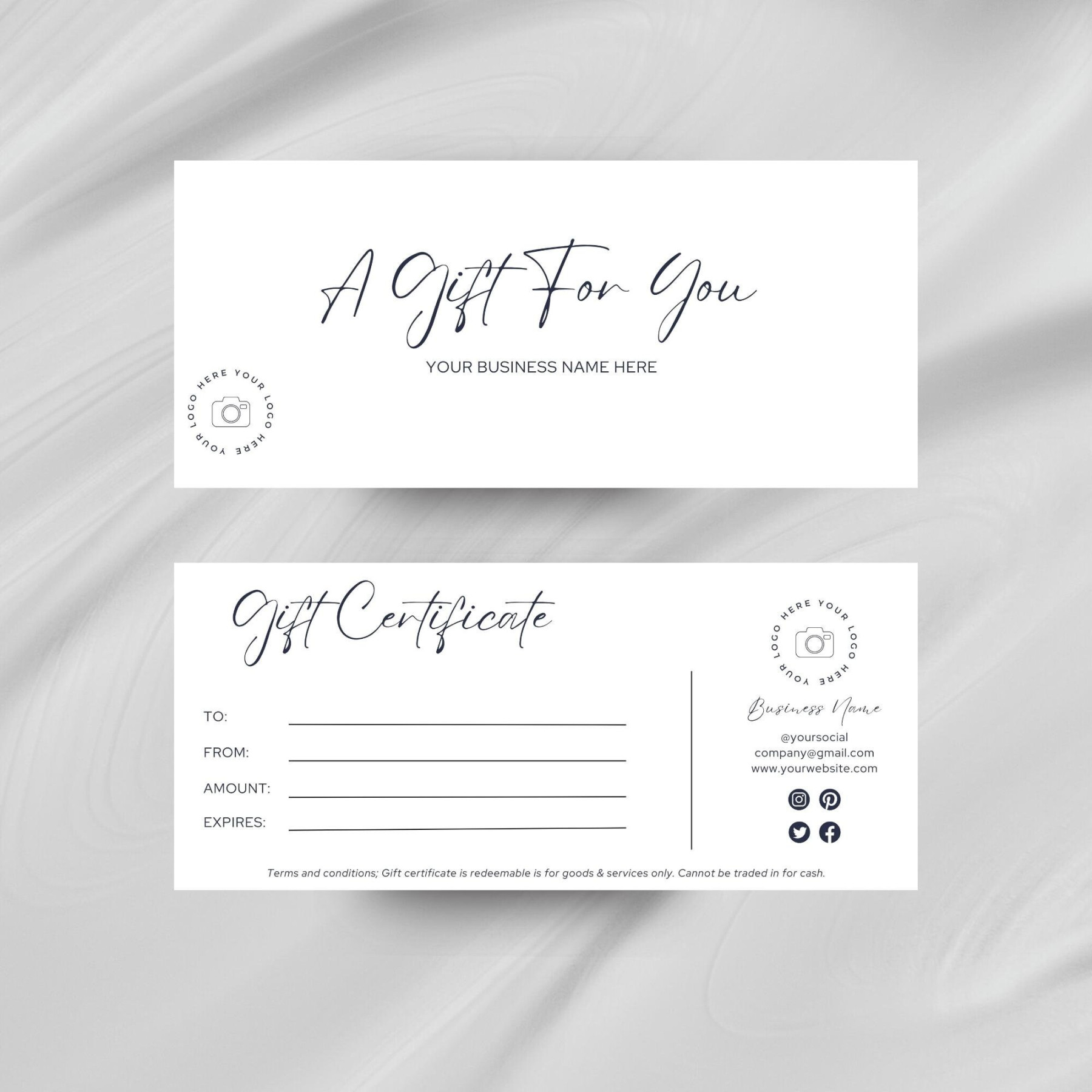 Small Business Gift Certificate Template, Editable Gift