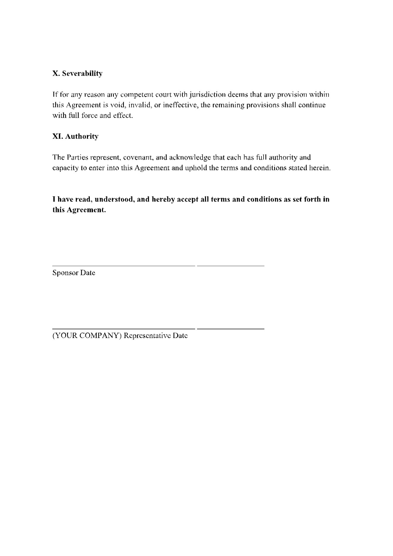 Sponsorship Agreement Template in  (Free Download)