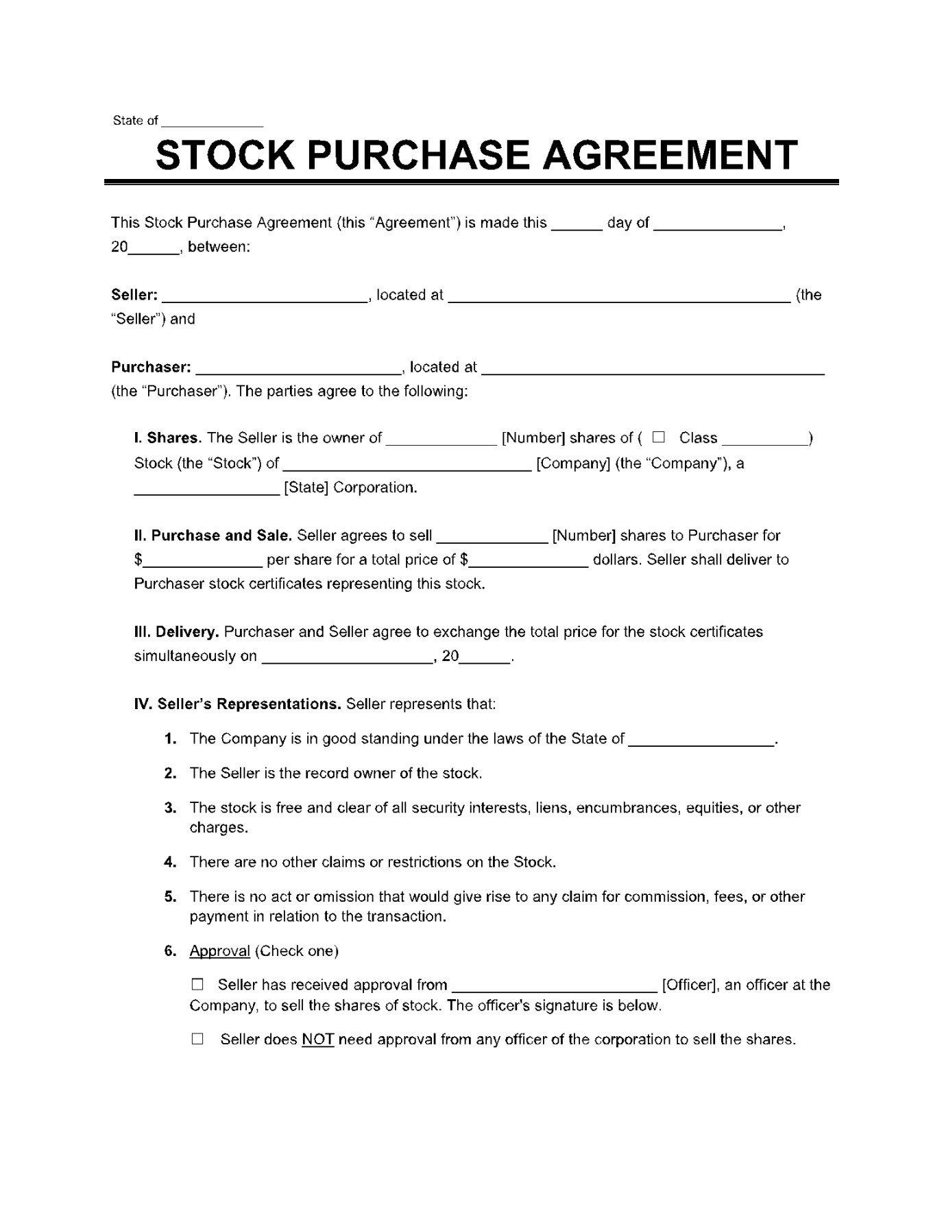 Stock Purchase Agreement Template: Get Free Sample Now