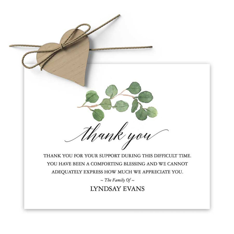 Sympathy Thank You Card Printable with Greenery for Life Celebrations