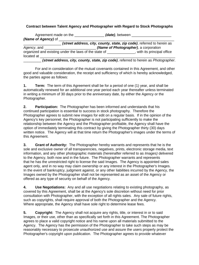 Talent agency contract template: Fill out & sign online  DocHub