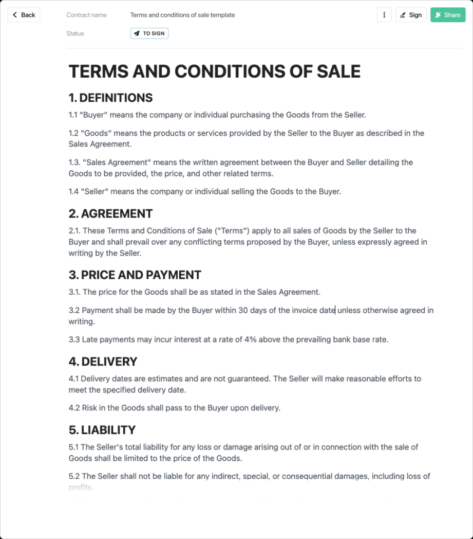 Terms and conditions of sale template - free to use