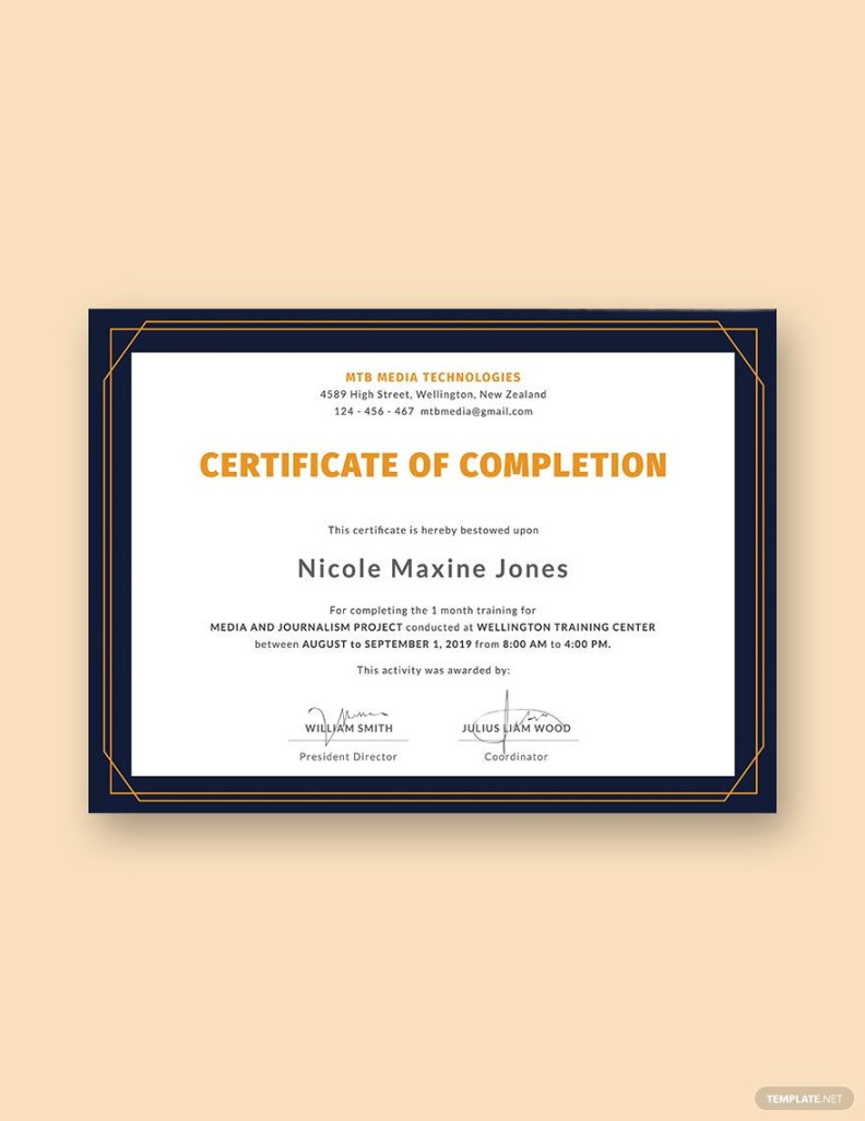 Training Completion Certificate Template in InDesign, PSD