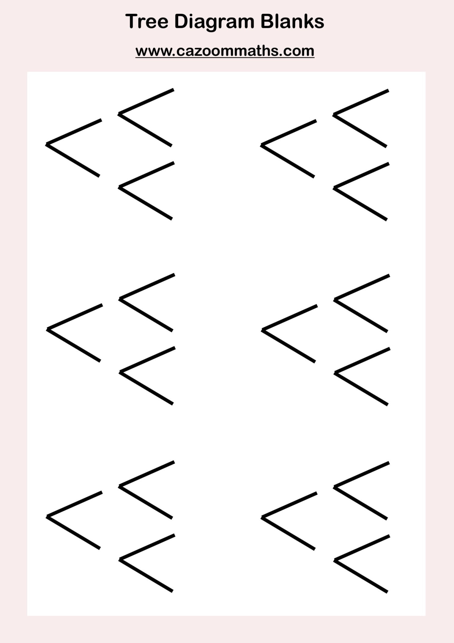 Tree Diagram Blanks  Cazoom Maths Worksheets