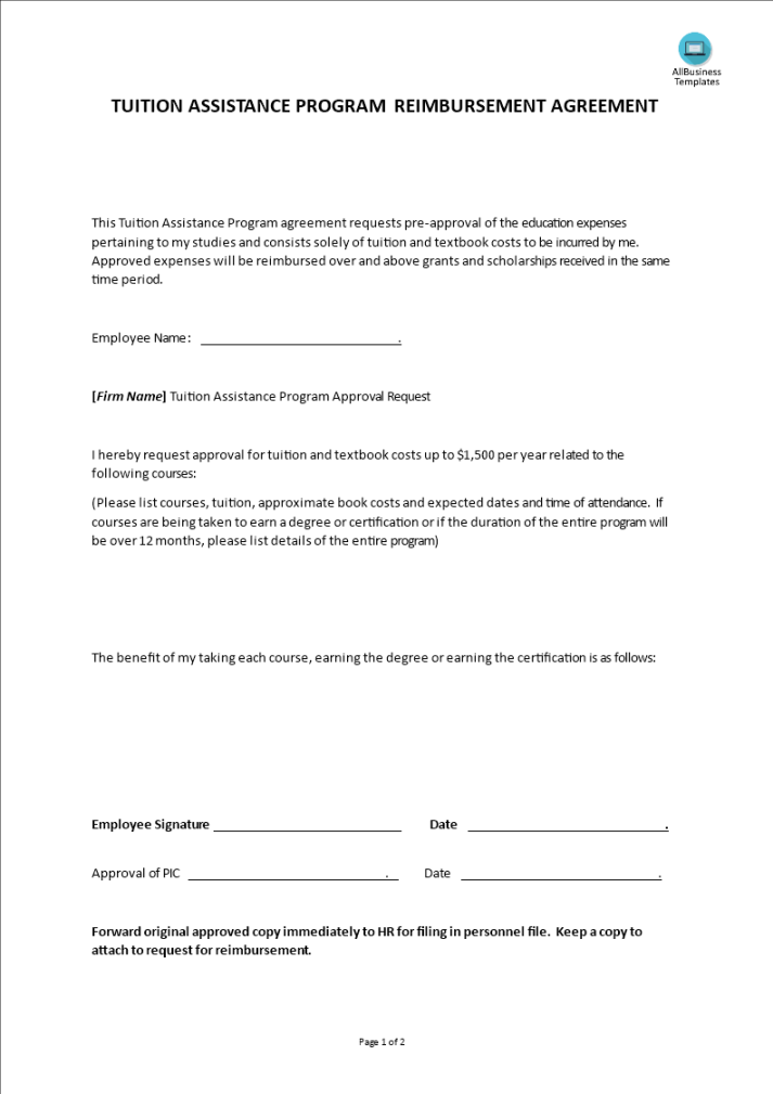 Tuition Agreement Template - Sfiveband