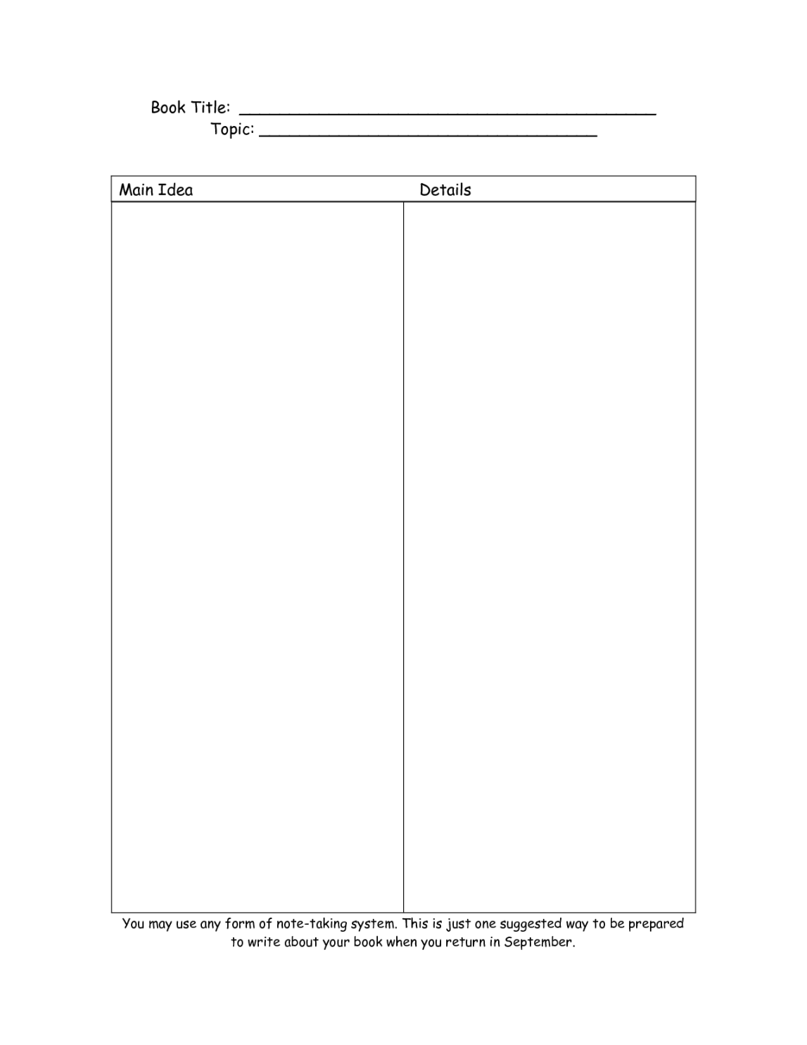 Two-Column Notes -  Free PDF Printables  Printablee