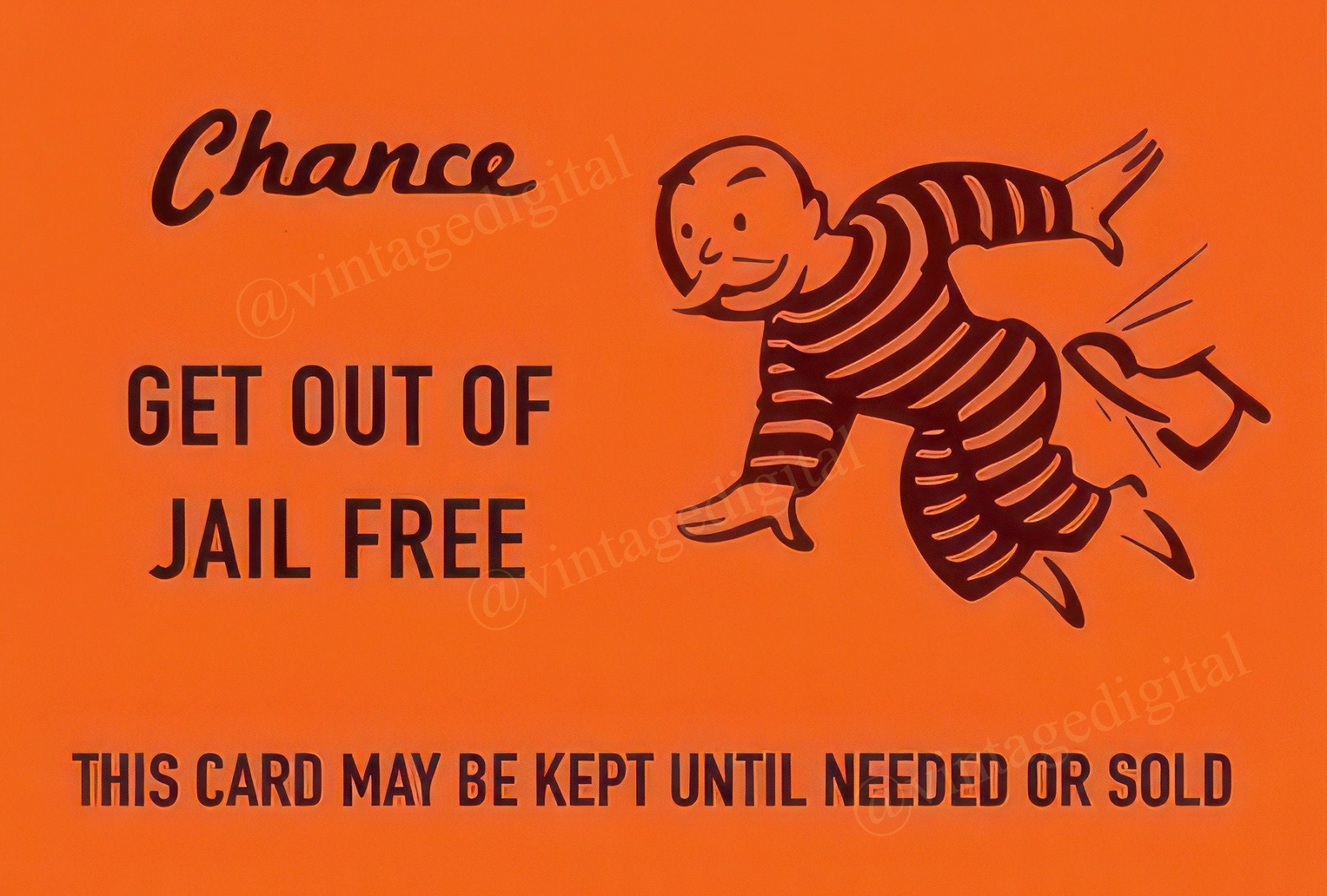 Vintage s Monopoly Game Chance Get Out of Jail Free Card