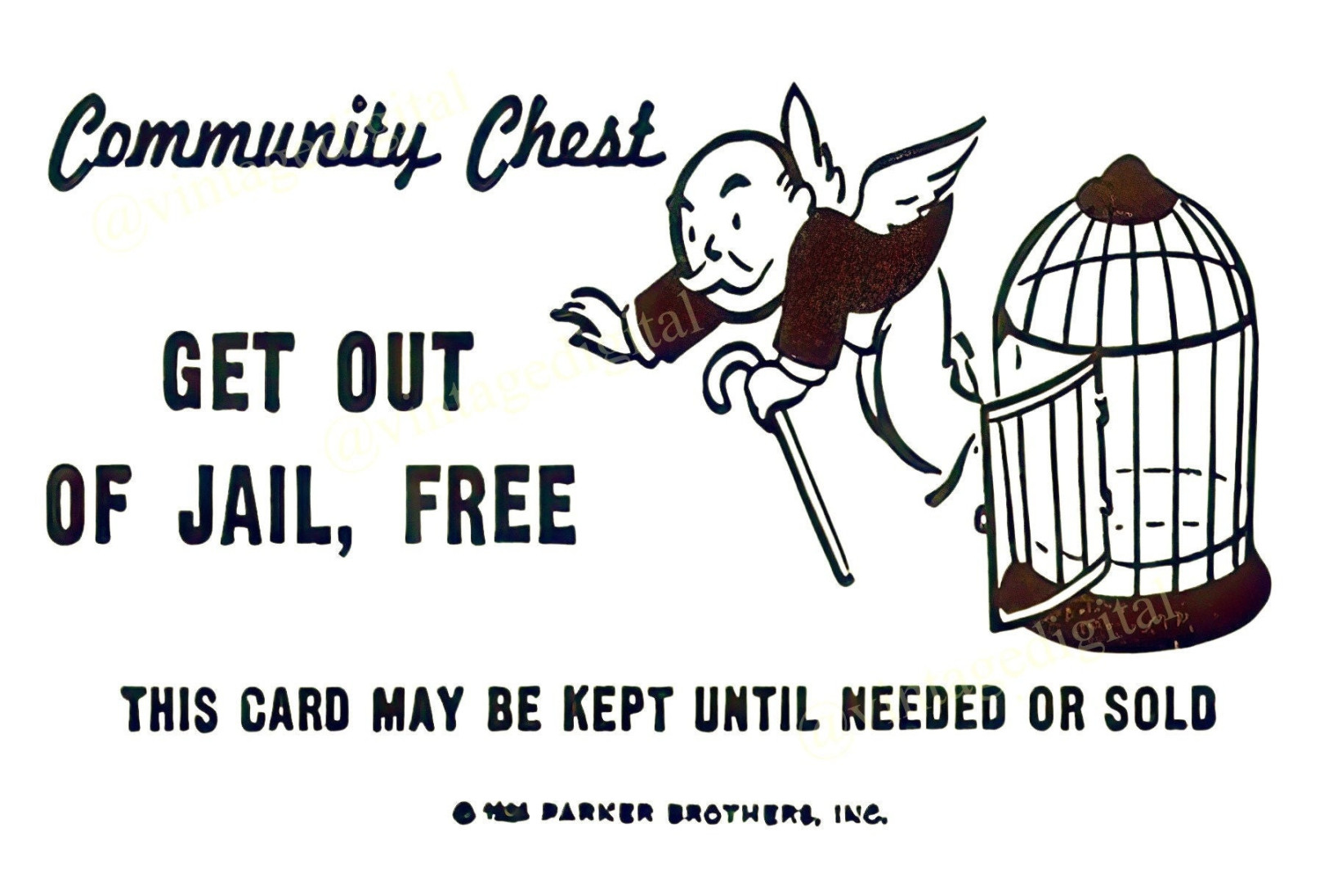 Vintage s Monopoly Game Community Chest Get Out of Jail Free