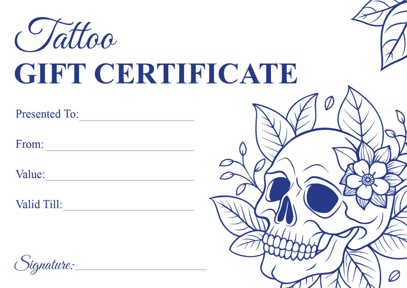 Vintage Style Tattoo Shop Gift Certificate Template - Word