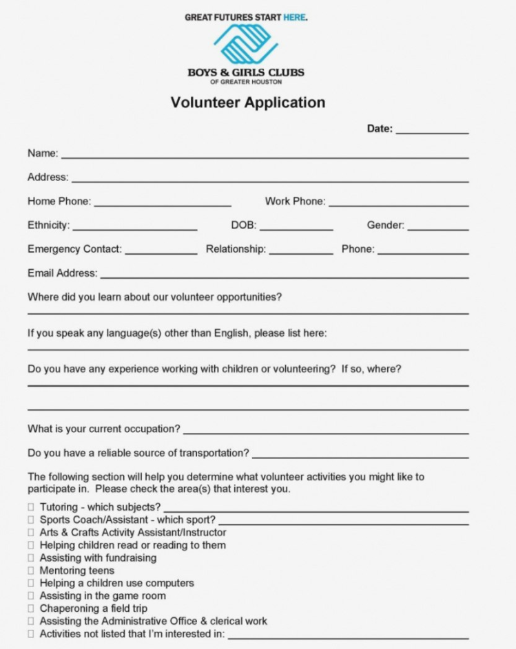 Volunteer Application Template For Nonprofit Beconchina with