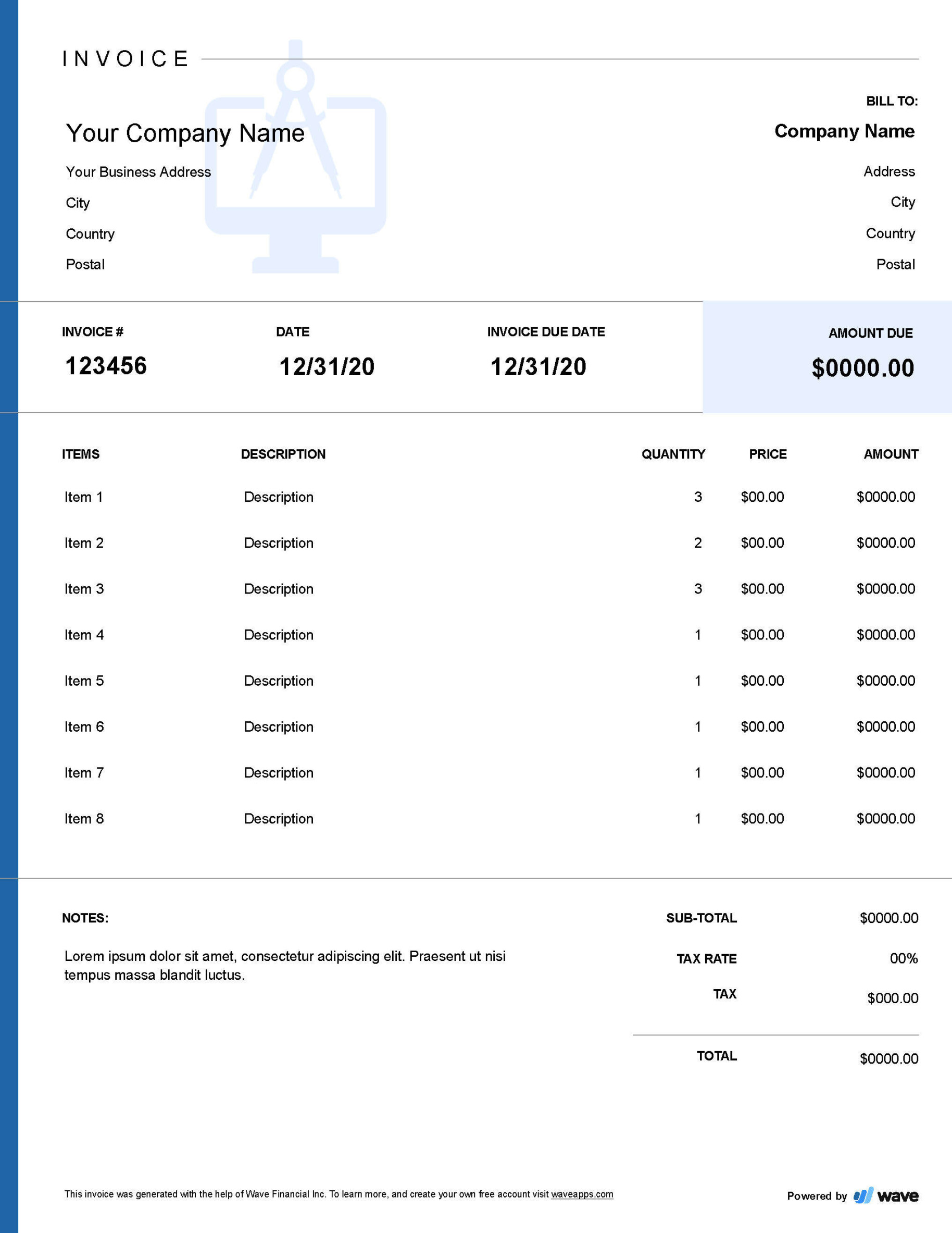 Web Design Invoice Template - Free Download