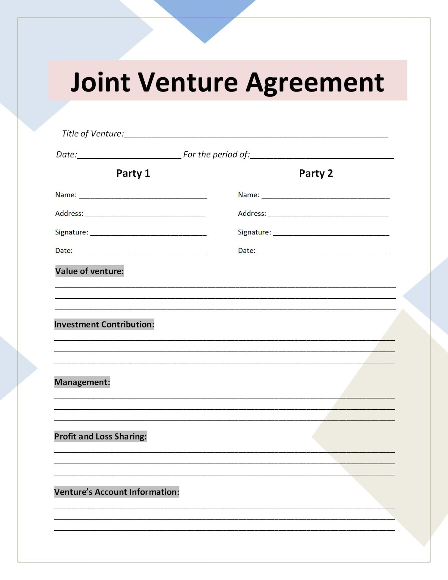 WORD of Joint Venture Agreement