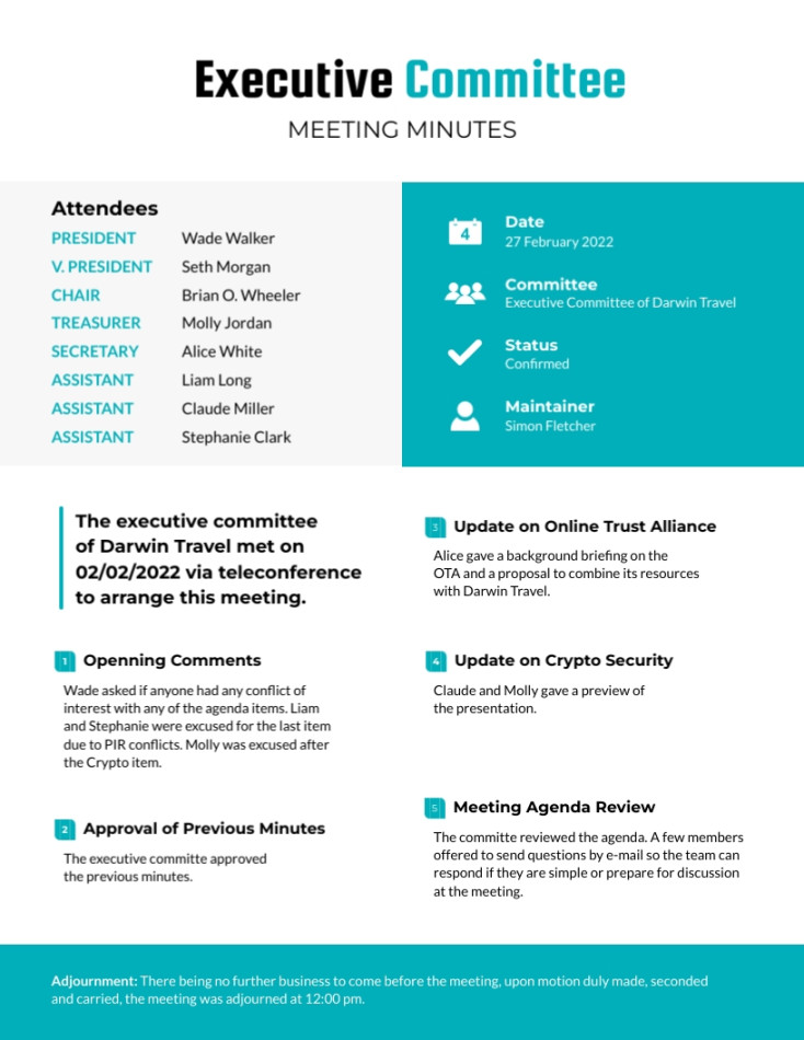 Write Perfect Meeting Minutes With These  Templates