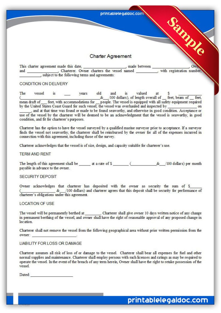 Yacht Charter Agreement Template - Sfiveband