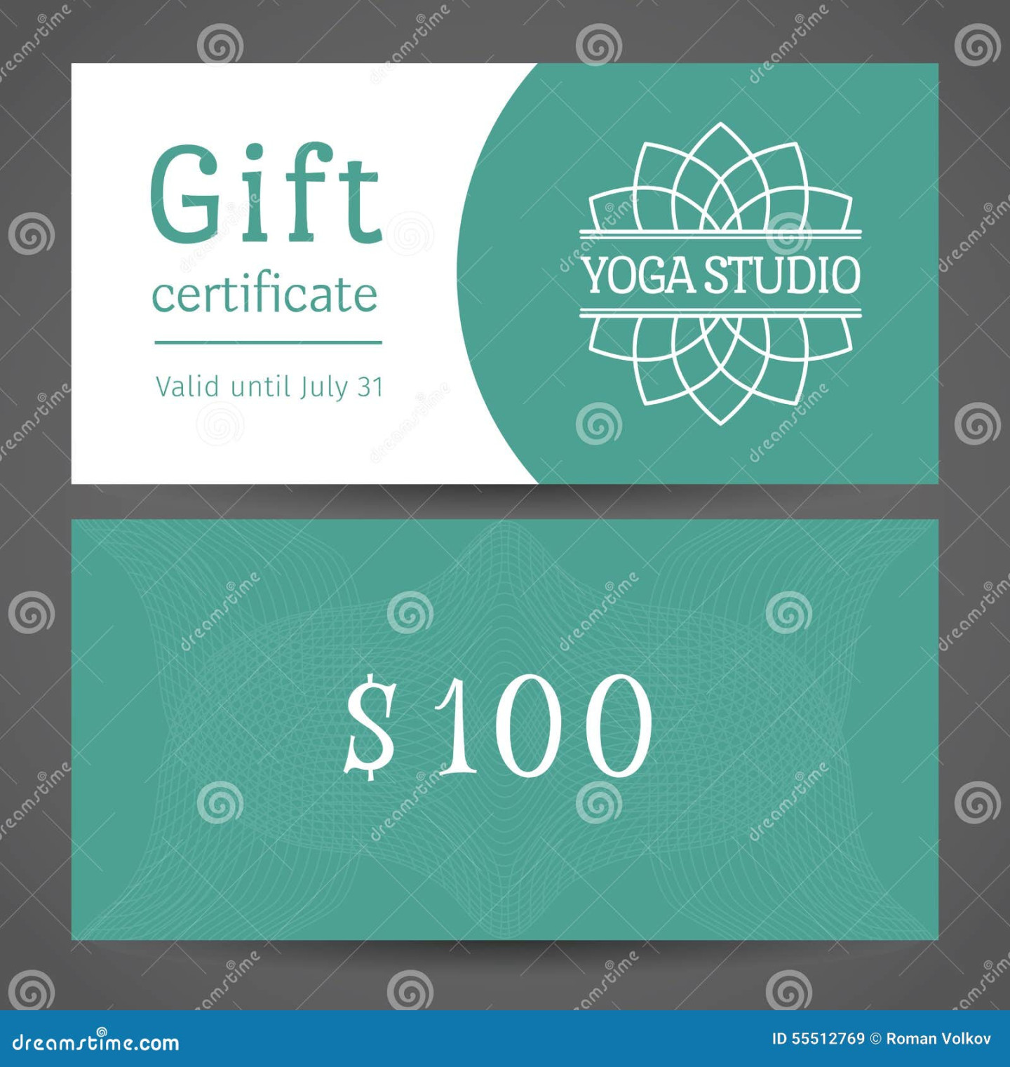 Yoga Studio Vector Gift Certificate Template Stock Vector